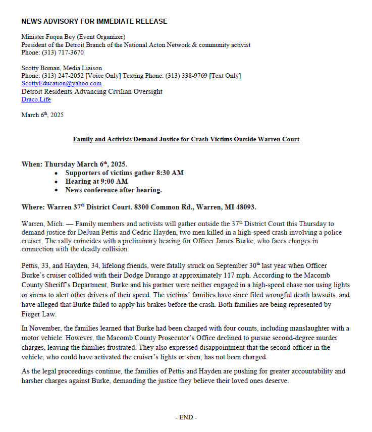 3-6-2025 Justice For Cedric Dejuan Release